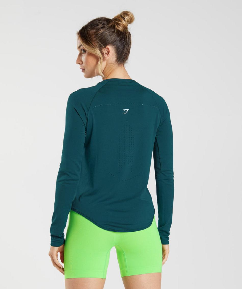 Gymshark Sweat Seamless Ženske Dugi Rukav Tirkizne | HR 3528DFM